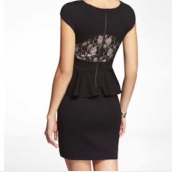 Express Women's Black Date Night Little Black Peplum Dress Size 8 EUC - Picture 2 of 8